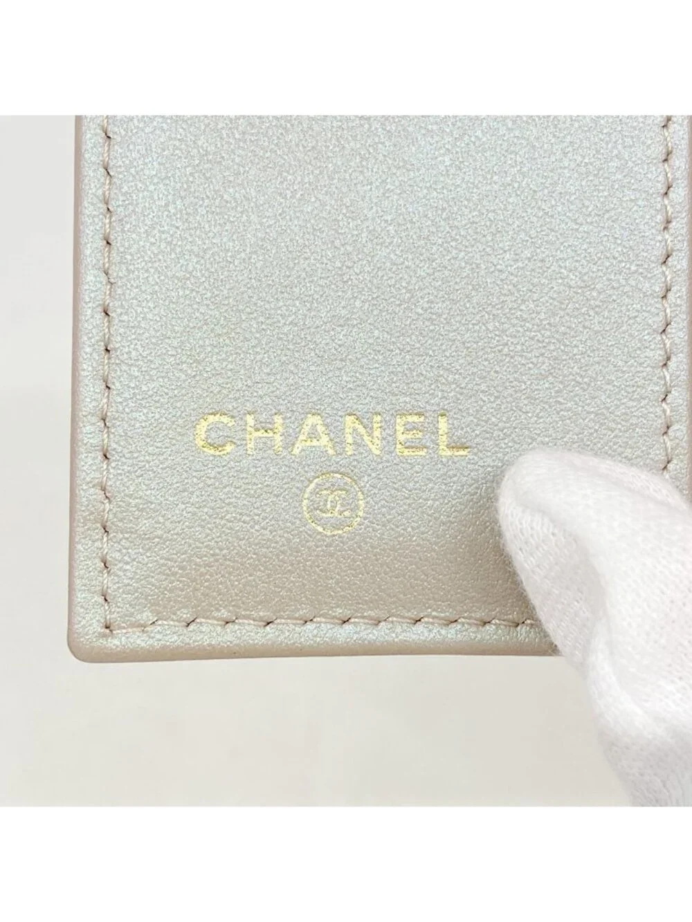 Chanel Trifold Wallet Caviar Leather Metallic Pink Champagne Gold